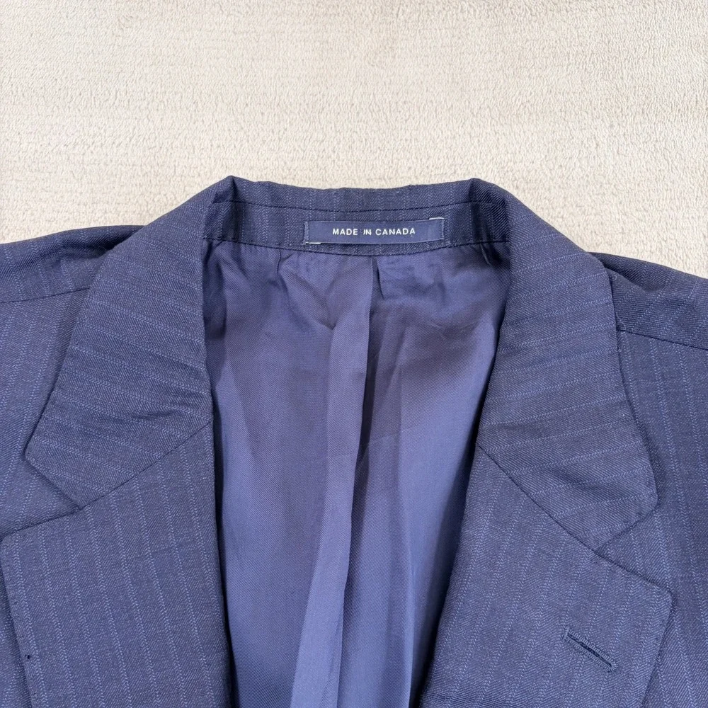 Loro Piana x Cremieux Sport Coat Blazer Navy Check 100% Wool Super 130s Men 52R